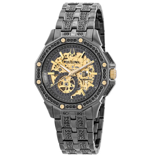 Bulova Octava Automatic Crystal Gold Skeleton Dial Men's Watch