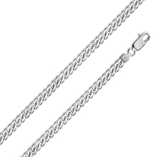 Rhodium Plated Sterling Silver Miami Cuban Chain Link 4.9mm