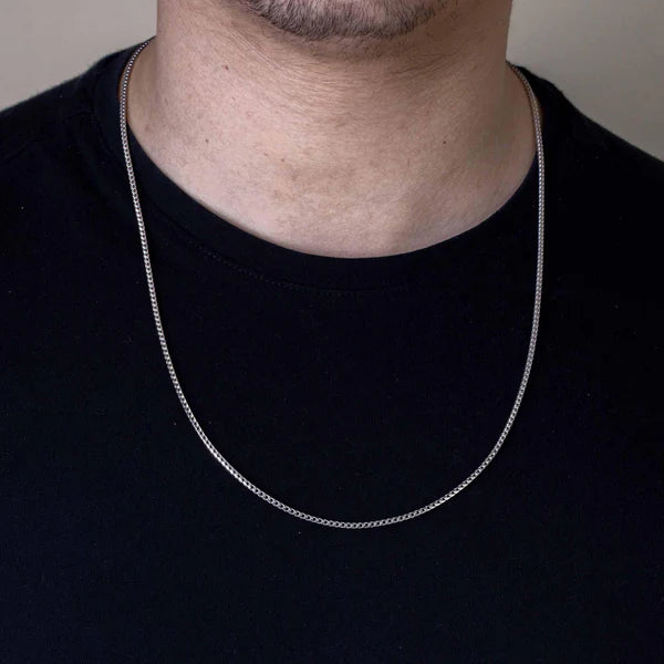 Rhodium Plated Sterling Silver Franco Chain 1.8mm