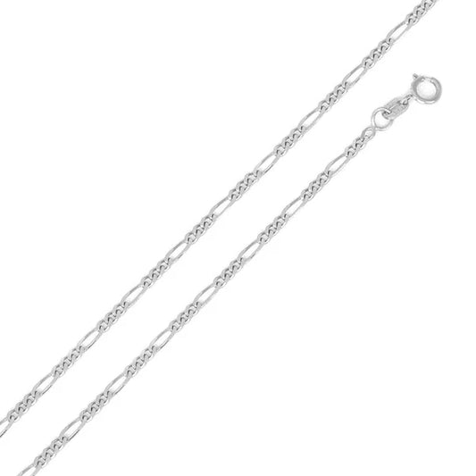 Rhodium Plated Sterling Silver Figaro Chain 1.7mm