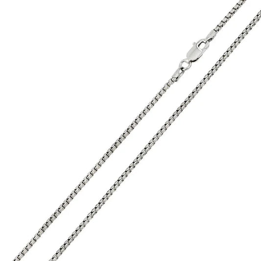 Rhodium Plated Sterling Silver Round Box Chain 2mm