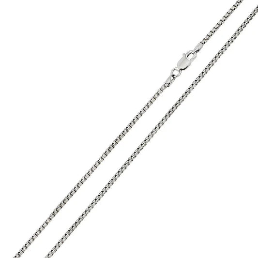 Rhodium Plated Sterling Silver Round Box Chain 1.7mm