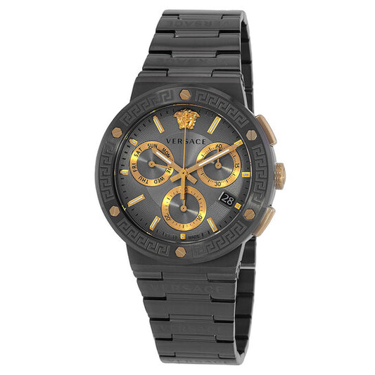 Versace Greca Logo Chronograph Quartz Grey Dial Men's Watch