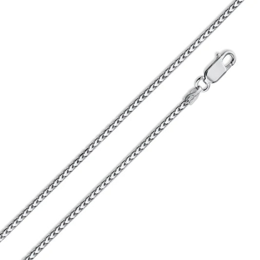 Rhodium Plated Sterling Silver Franco Chain 1.3mm