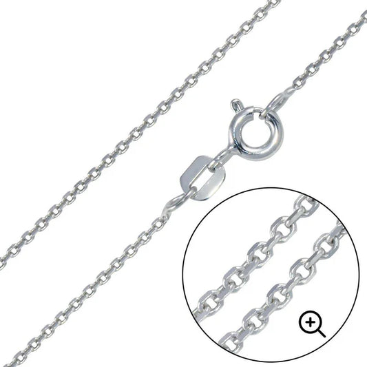 Rhodium Plated Sterling Silver Diamond Cut Cable Rolo Chains 1mm
