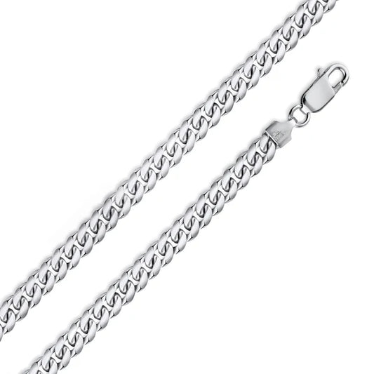 Rhodium Plated Sterling Silver Miami Cuban Curb Chain or Bracelet Link 6.3mm