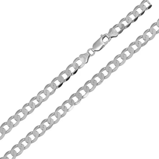 Rhodium Plated Sterling Silver Super Flat Curb Chain 4.7mm
