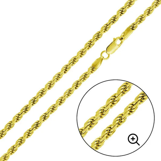 Gold Plated Sterling Silver Rope Chain 4.4mm
