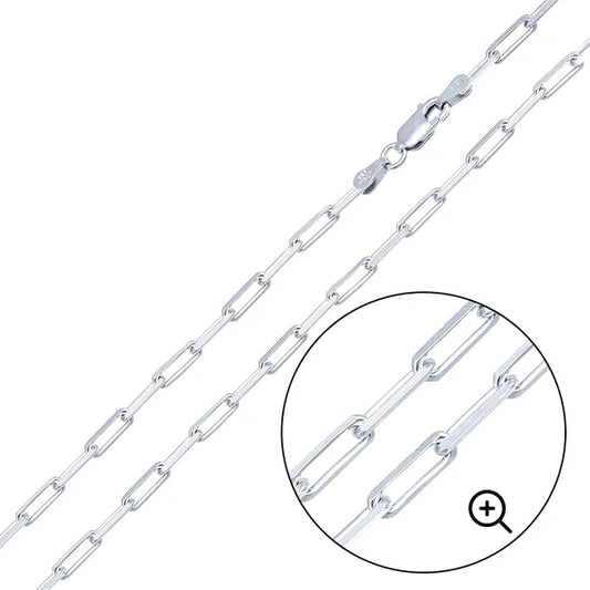 Sterling Silver Diamond Cut Paperclip Link 2.9mm Chain