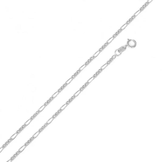 Rhodium Plated Sterling Silver Figaro Chain 1.2mm