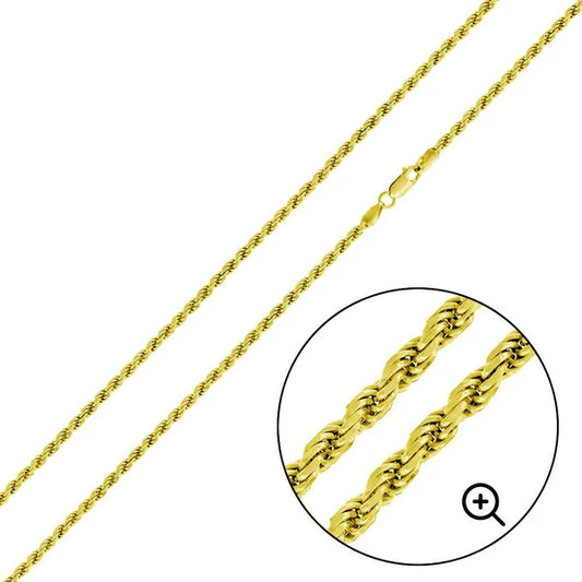 Gold Plated Sterling Silver Rope Chain  2mm