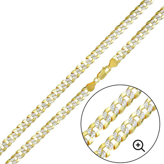 Gold Plated Sterling Silver DC Curb Chain 7.1mm